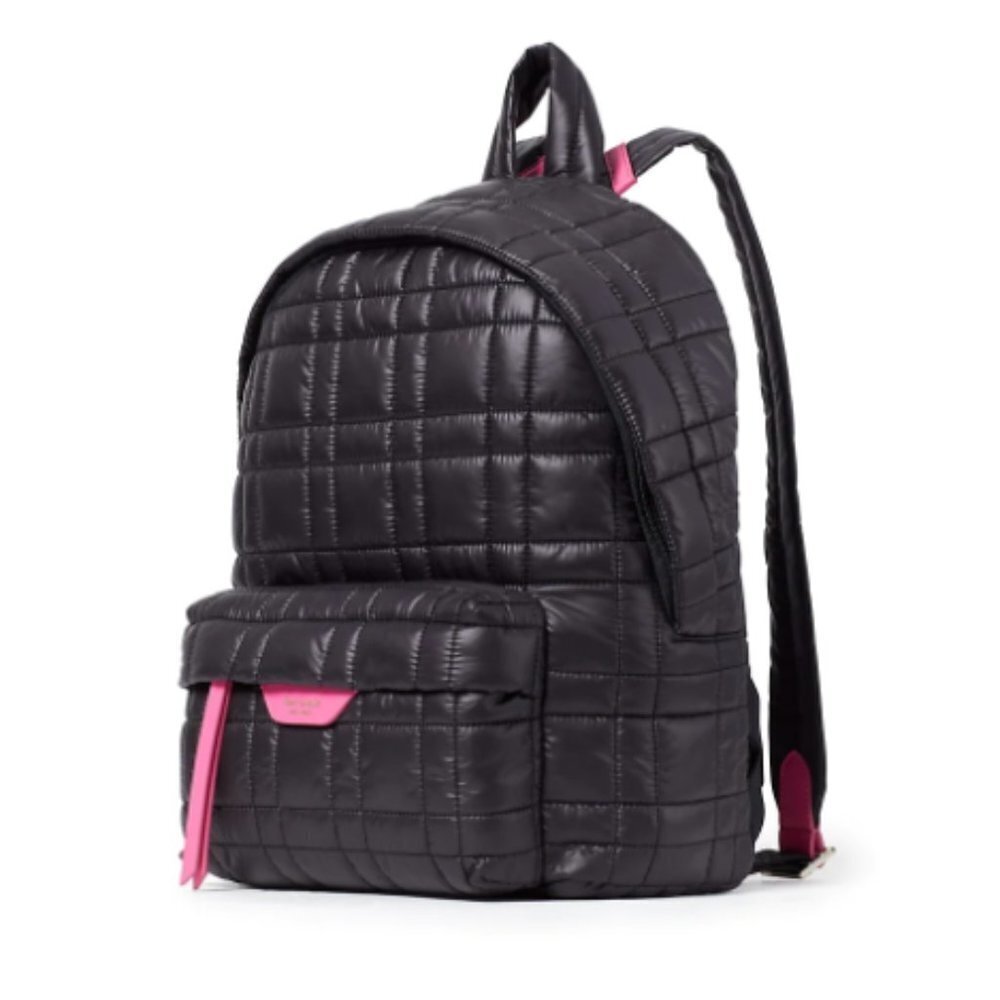 Kate Spade NY Softwear Quilted Nylon Medium Backpack Laptop Bag Black Pink NWT